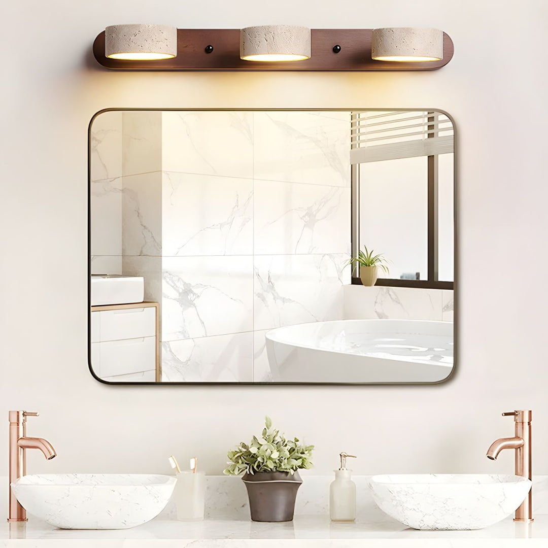 Auron | Walnoot travertin wandlamp | Walnoot