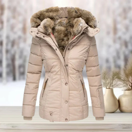 Sanne | Warme Winterjas met Bontkraag en Capuchon