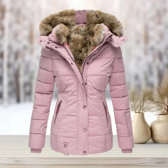 Sanne | Warme Winterjas met Bontkraag en Capuchon