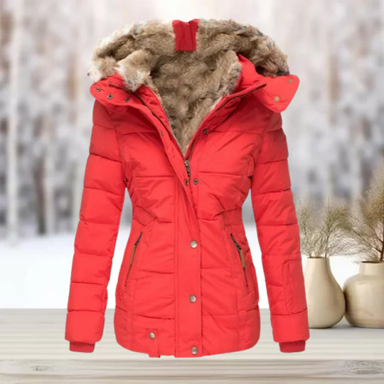Sanne | Warme Winterjas met Bontkraag en Capuchon
