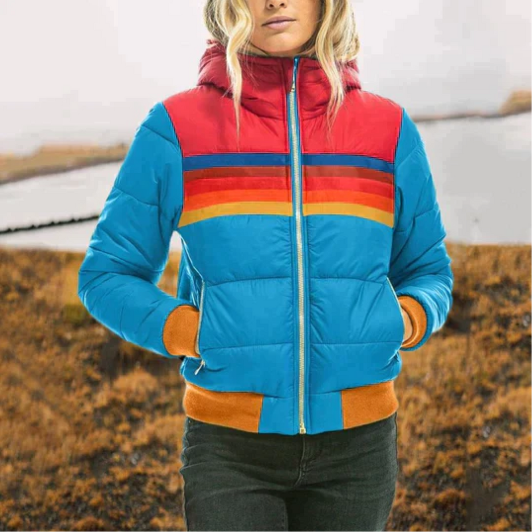 Noor | Warme pluchen damesjas | Donkerblauw