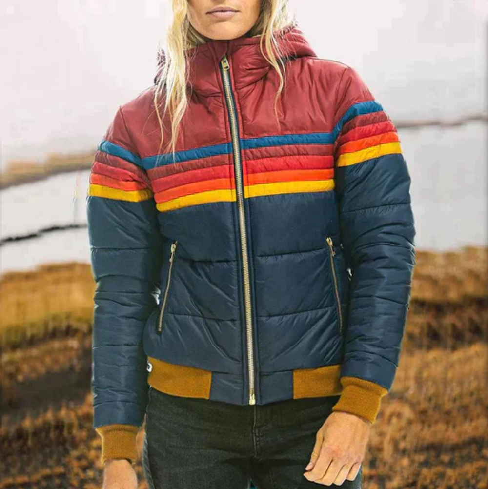 Noor | Warme pluchen damesjas | Donkerblauw