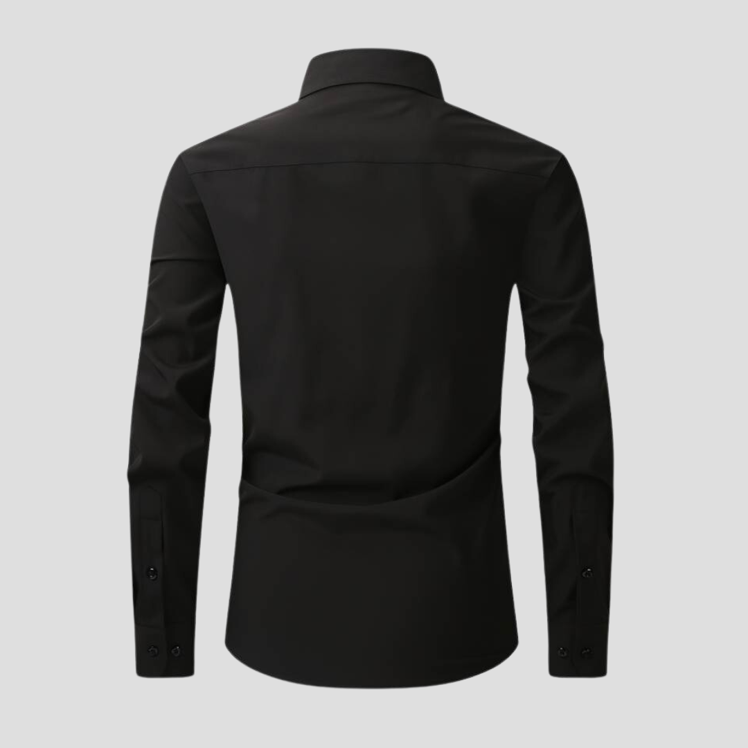 Voor- en achteraanzicht van een luxe business overhemd.