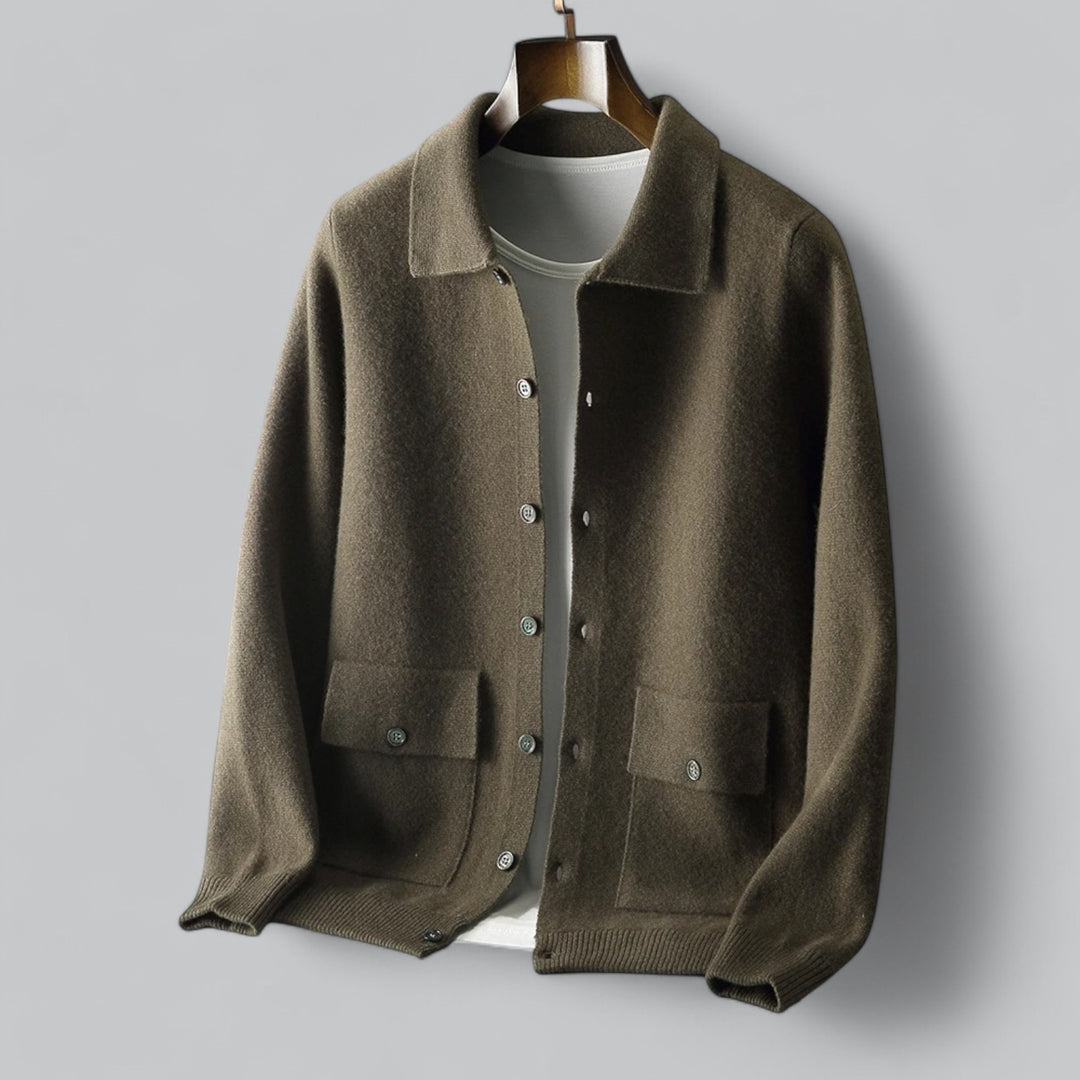 Luxe heren kasjmier vest met knoopsluiting en elegante kraag.