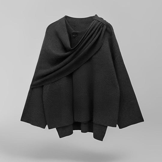 Celina | Vrouwen Asymmetrische Cape Top | Donkergrijs