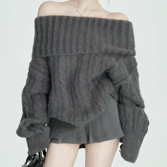 Elvira | Dames Off-Shoulder Trui | Grijs