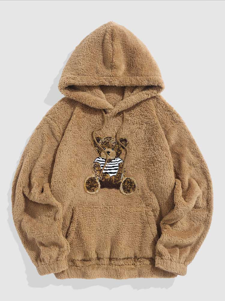 Zachte heren hoodie met teddybeer-patch.